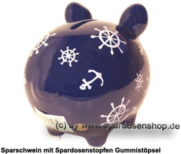 Sparschwein Kleinsparschwein Nautilus dunkelblau Keramik D